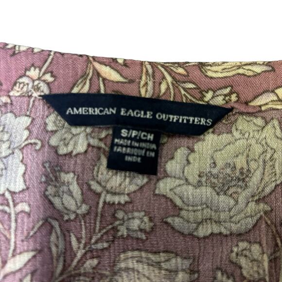American Eagle Outfitters Tunic Blouse Womens Small Floral Boho Cottagecore - Picture 7 of 9